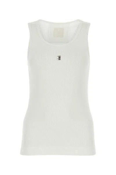 Givenchy Canotta In Cotone Stretch Bianco Donna In White