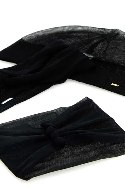 Saint Laurent Viscose Hat Headband And Choker Set In Black