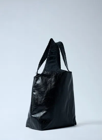 Dries Van Noten Large Leather Tote Bag In Black