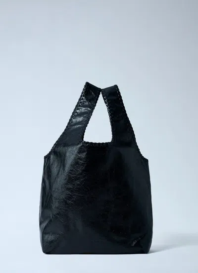 Dries Van Noten Large Leather Tote Bag In Black