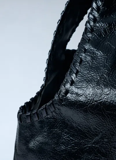 Dries Van Noten Large Leather Tote Bag In Black