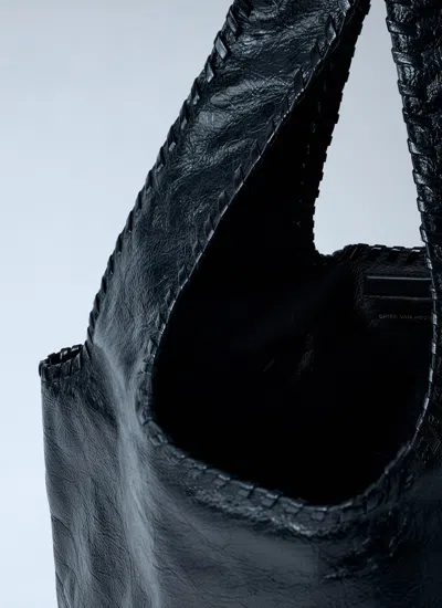 Dries Van Noten Large Leather Tote Bag In Black