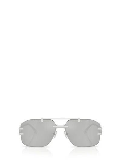 Versace 60mm Rectangular Sunglasses In Metallic