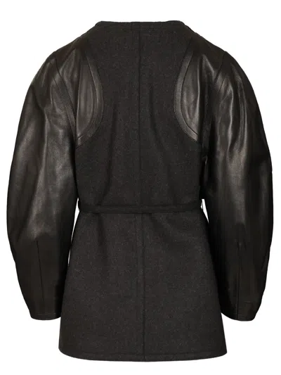 Fendi Single-breasted Short Jacket Coats Grey In Gray