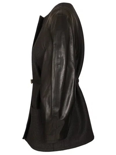 Fendi Single-breasted Short Jacket Coats Grey In Gray