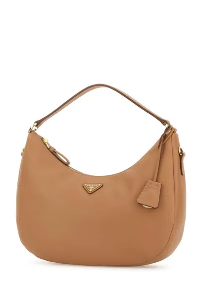 Prada Curved Handbag Gold-tone Hardware In Brown