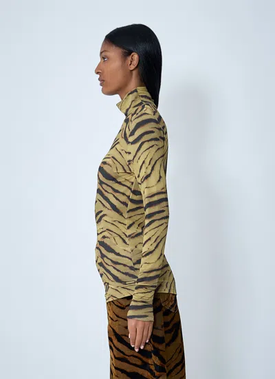 Ganni Printed Turtle Neck Sweater In Multi