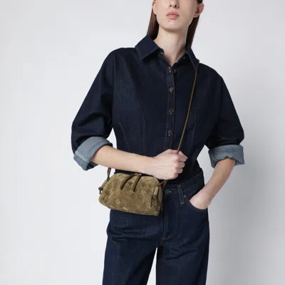 Bottega Veneta Concert Clutch Bag In Mud Colour In Intrecciato Suede In Sand