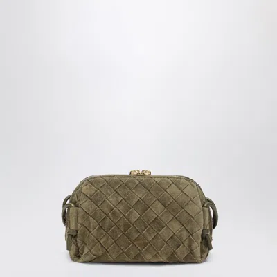 Bottega Veneta Concert Clutch Bag In Mud Colour In Intrecciato Suede In Sand