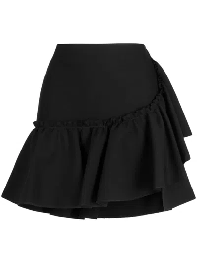 Msgm Ruffle-detailing High-waist Skirt In Black
