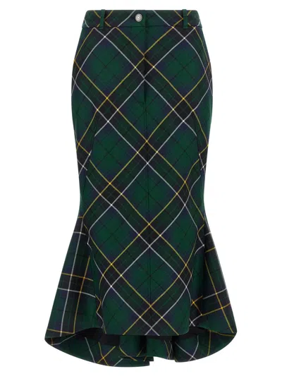 Alexander Mcqueen Tartan Skirt Skirts Green In Black