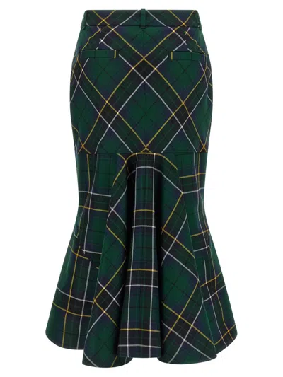 Alexander Mcqueen Tartan Skirt Skirts Green In Black
