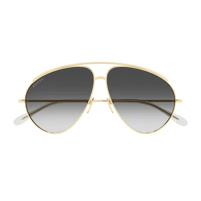 Gucci Gg1654s Linea Fashion 012 Gold Grey Sunglasses In Gold