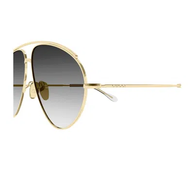 Gucci Gg1654s Linea Fashion 012 Gold Grey Sunglasses In Gold