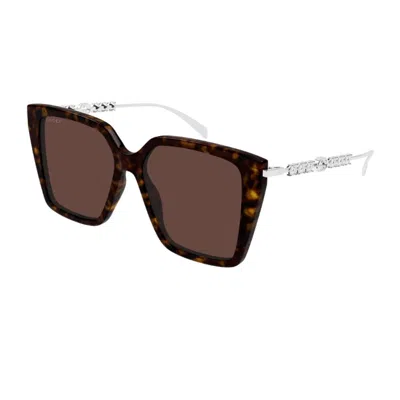 Gucci Gg1967s Linea Emblem 003 Havana Silver Brown Sunglasses In Brown
