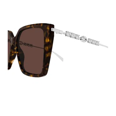 Gucci Gg1967s Linea Emblem 003 Havana Silver Brown Sunglasses In Brown
