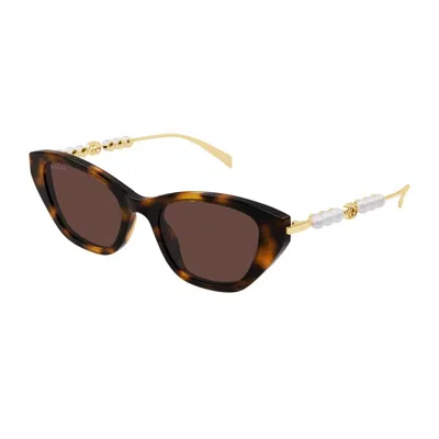 Gucci Gg1968s Linea Emblem 003 Havana Gold Brown Sunglasses In Brown