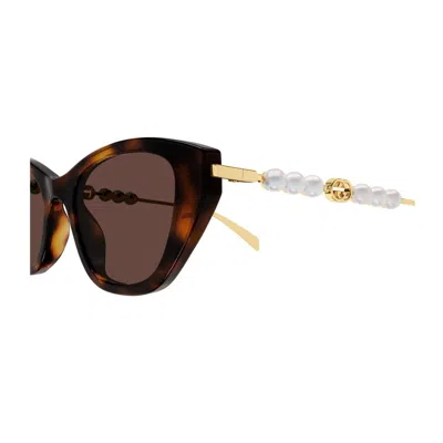 Gucci Gg1968s Linea Emblem 003 Havana Gold Brown Sunglasses In Brown