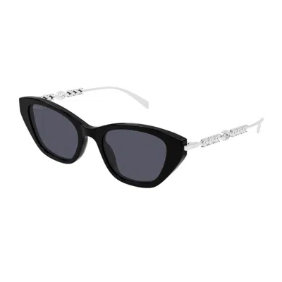 Gucci Gg1968s Linea Emblem 002 Black Silver Grey Sunglasses In Black