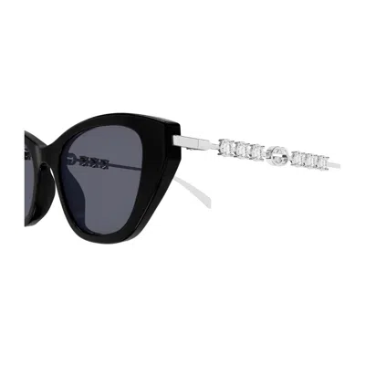 Gucci Gg1968s Linea Emblem 002 Black Silver Grey Sunglasses In Black