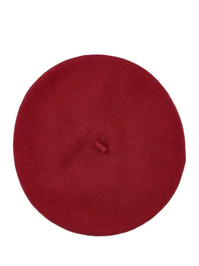 Patou Soft Round Beret Hat With Bow Detail In Red