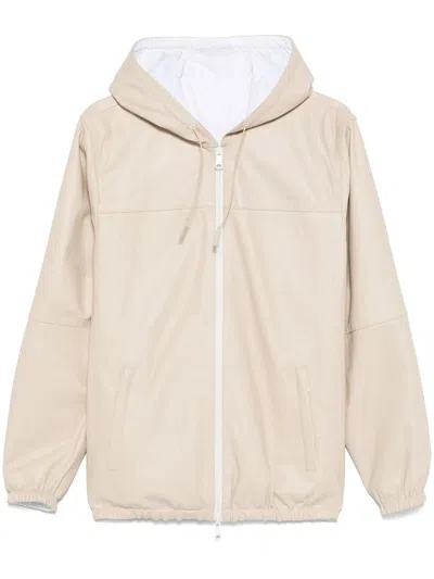 P.a.r.o.s.h Mitra Reversible Leather Zip-up Jacket In Neutral
