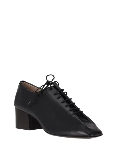 Lemaire Lace-up Shoes With Block Heel And Square Toe In Black