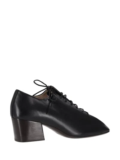 Lemaire Lace-up Shoes With Block Heel And Square Toe In Black
