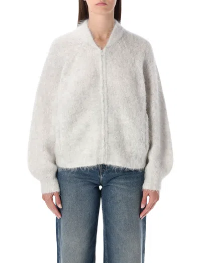 American Vintage Niby Cropped Mohair Cardigan In White