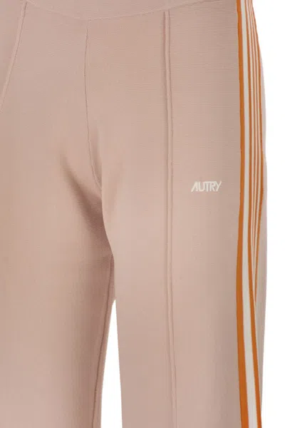 Autry Knitted Viscose Joggers In Tennis Style In Pink