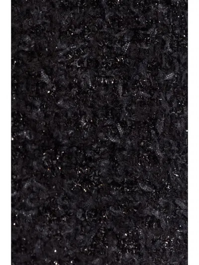 Balenciaga Black Tweed Midi Skirt In Blue