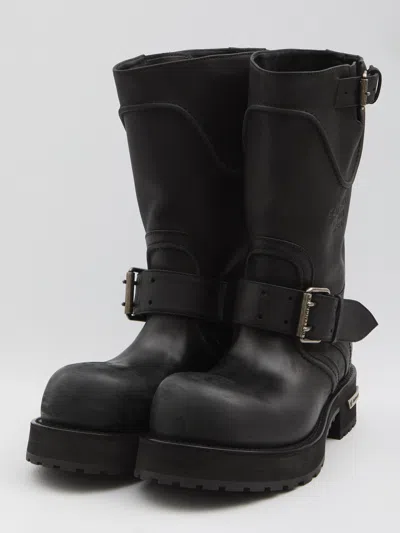 Balenciaga Venom Boots In Worn-out Effect Leather Shoes In Black