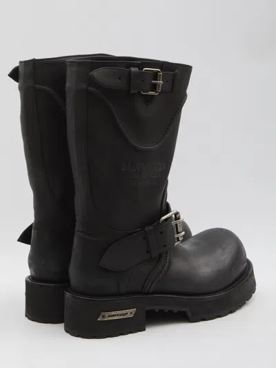 Balenciaga Venom Boots In Worn-out Effect Leather Shoes In Black