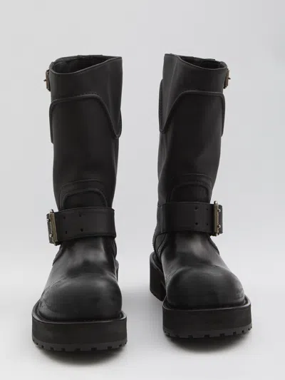 Balenciaga Venom Boots In Worn-out Effect Leather Shoes In Black