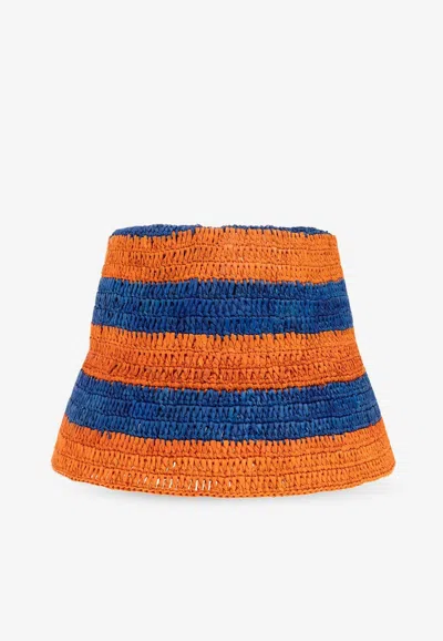 Etro Striped Straw Bucket Hat In Multi