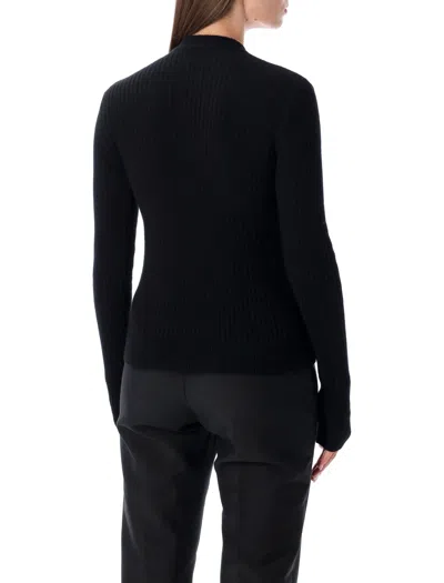 Balmain Black Ribbed Wool Sweater With Gold Buttons In Black
