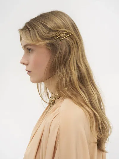 Chloé Chloe Women Gold Metal Chloe Iconic Hair Clips In Metallic