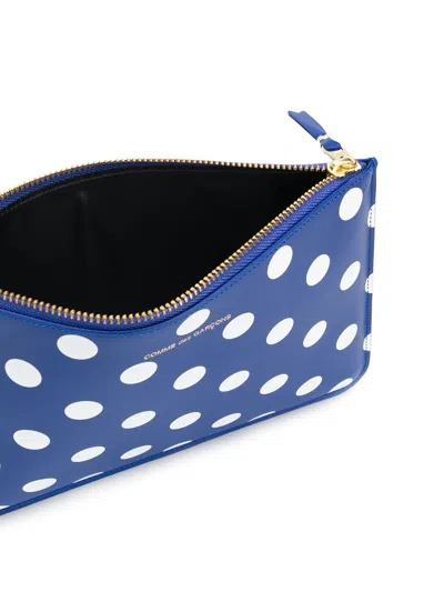 Comme Des Garçons Wallet Polka Dot Wallet With Zip In Blue