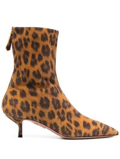 Aquazzura Leopard Print Montmartre Boot In Brown