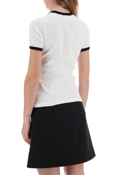 Courrèges Cotton T-shirt With Contrasting Logo Trim Courreges In White