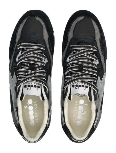 Diadora Heritage Equipe Revenge Used Sneakers In Suede With Vintage Effect In Black