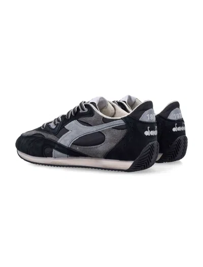 Diadora Heritage Equipe Revenge Used Sneakers In Suede With Vintage Effect In Black