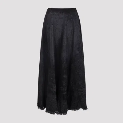 Diesel Full Skirt In Lasered Cotton-hemp Denim In Black