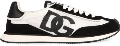 Dolce & Gabbana Men Two-tone Mesh And Suede Dg Aria Sneakers In Black