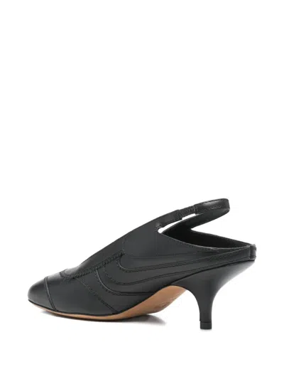 Dries Van Noten Slingback Pumps With Pointed Toe And Kitten Heel In Black