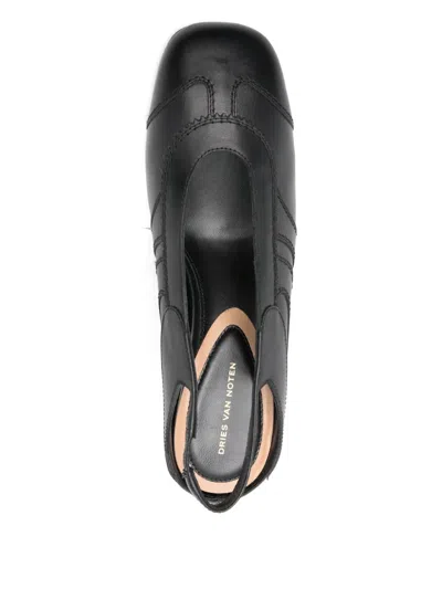 Dries Van Noten Slingback Pumps With Pointed Toe And Kitten Heel In Black