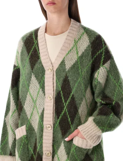 Emporio Armani Long Argyle Pattern Jacket Front Pockets In Multi