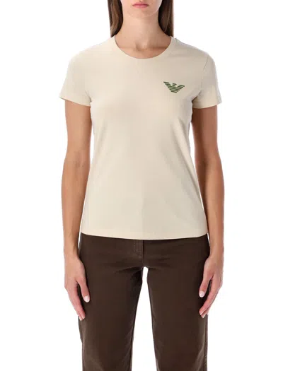 Emporio Armani New York Jersey T-shirt With Oversized Print In Neutral