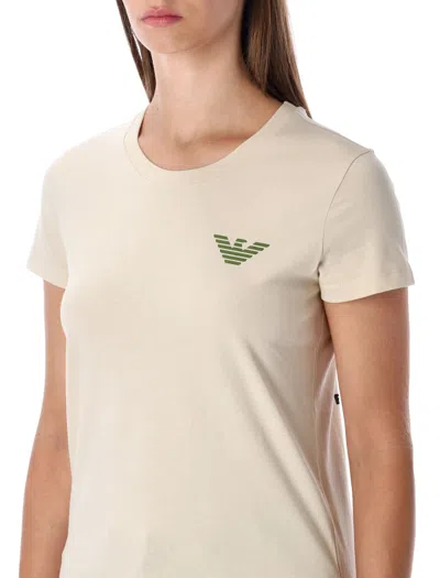 Emporio Armani New York Jersey T-shirt With Oversized Print In Neutral