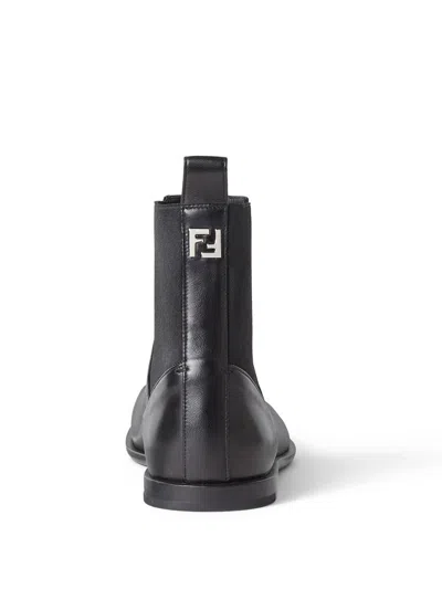 Fendi Ff Squared Chelsea Boots In Nappa Leather Shoes In Black